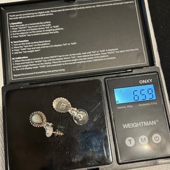 925 Q.T. Quoc Silver Opal Stone Dangle Earrings - Picture 6 of 8